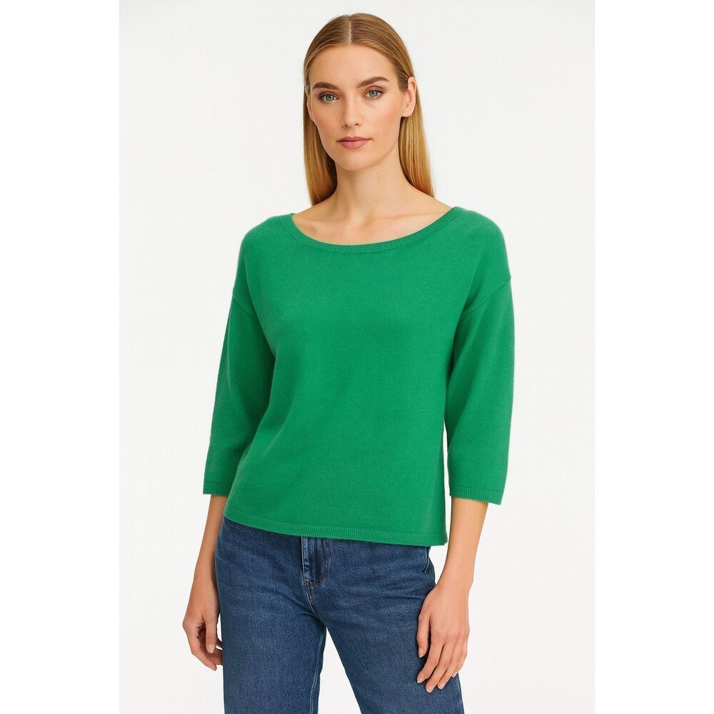 Ann Taylor 100% Cashmere Kelly Green 3/4 Sleeve Sweater Size M